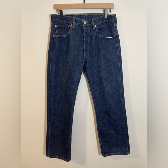 Levi's Other - Levi’s 501 Button Fly Jeans Men’s 32x29 100% Cotton Dark Wash Straight Leg EUC